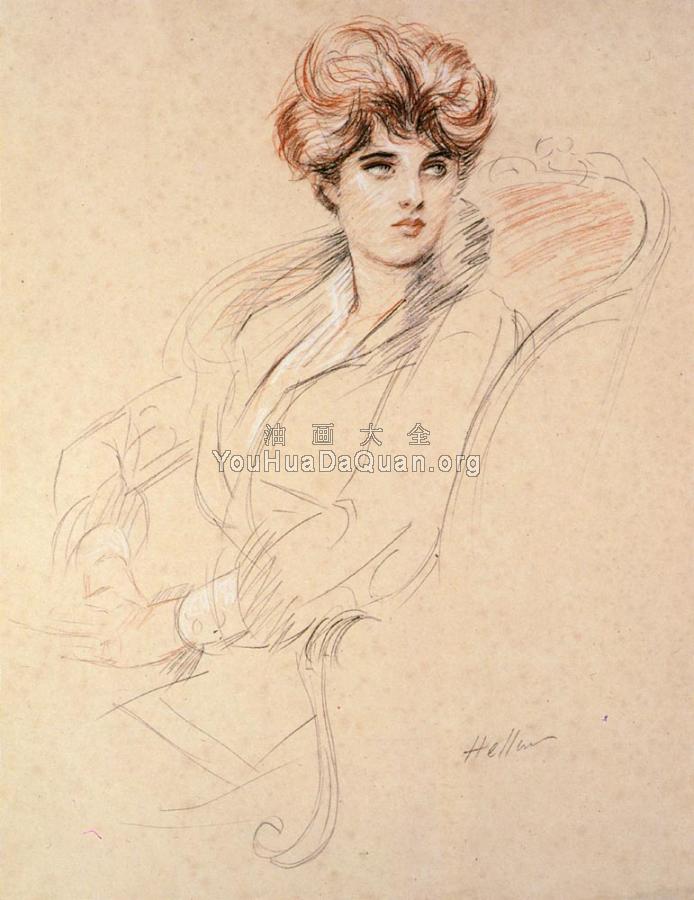 Portrait Of A Lady Seated - 保罗·塞萨尔·艾莉